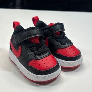 Nike Court Borough Low 2 Red Black Toddler Infant Sneakers Shoes Size 2C